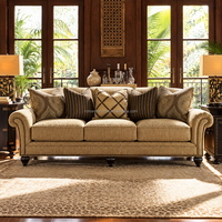 Canapé en tissu de style américain haut de gamme sur mesure, avec assise profonde et accoudoirs roulés, pour hôtel, villa et salon de maison de luxe