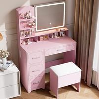 Table de toilette murale moderne en bois avec miroir éclairé et tiroirs, coiffeuse de luxe écologique pour hôtel et chambre
