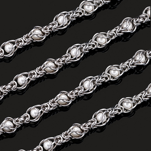وصل حديثًا: سلسلة لؤلؤية من الفولاذ المقاوم للصدأ Cx B837، مصنوعة يدويًا بتصميم هندسي، لا يتغير لونها، مكونات هيب هوب لصنع قلائد وأساور بنفسك. - Product Image 4