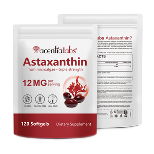 Etichetta Privata 120 Softgel di Astaxantina, Integratori Antiossidanti di Grado Alimentare, Capsule Morbide Naturali di Astaxantina 12mg per la Cura della Pelle - Product Image 1