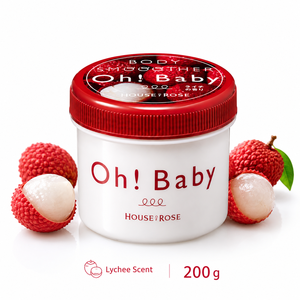 HOUSE of ROSE 200g Oh!Baby Gommage Corporel Exfoliant à l'Eau Thermale Parfum Litchi LC Lissant Corporel Huile d'Argan Ingrédients Fruités - Product Image 1