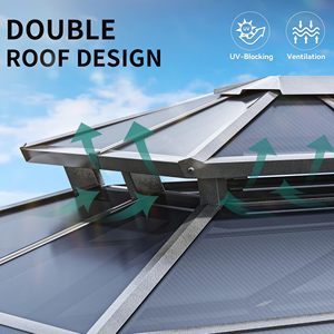 Gazebo da Giardino in Alluminio con Doppio Tetto Impermeabile e <span class=keywords><strong>Tenda</strong></span> in Rete d'Acciaio per Esterni - Product Image 4