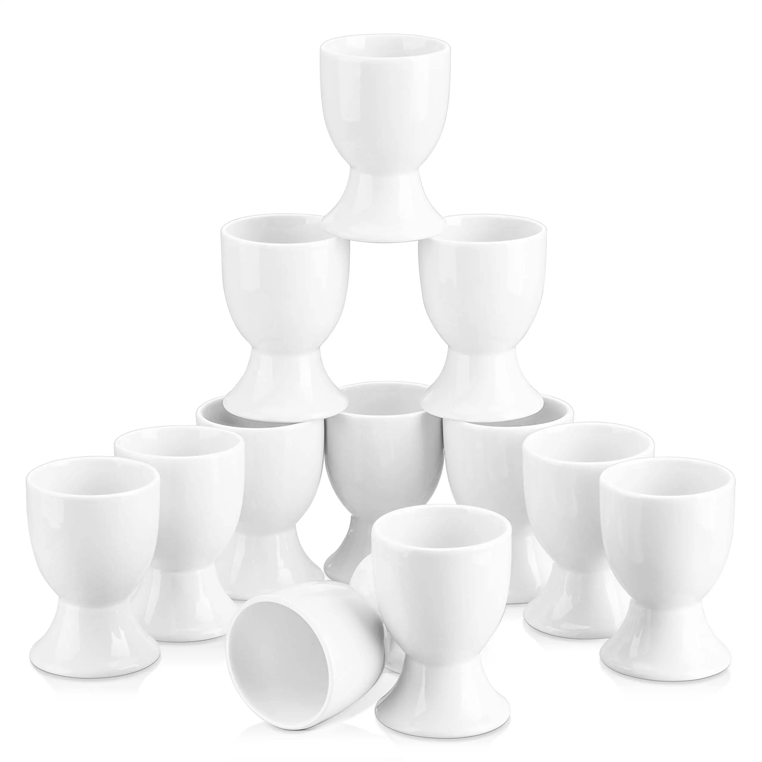 Ceramic Egg Cups Set of 6 Porcelain Egg Stand Holders for Soft Hard Boiled Eggs for Breakfast