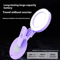 Miroir magnétique de maquillage 3-en-1 Selfie Luminosité réglable Lumière de remplissage Veilleuse Support de téléphone-pour iPhone Plastique durable