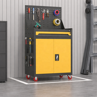 Armoire à outils mobile robuste CYD avec panneau perforé, chariot de rangement roulant pour garage, établi métallique pour atelier