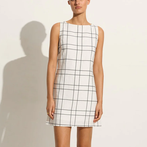 Minivestido de lino puro 100% personalizado al por mayor para mujer, cinturón de verano, cuello redondo, informal, suelto, sin mangas, ecológico, barato - Product Image 5