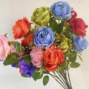 Silk Rose <b>Artificial</b> <b>Flowers</b> Single Branch High Simulation Wedding Decor Outdoor Photography Props Home Decoration - Product Image 1