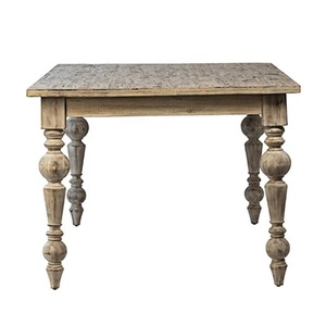 Table de salle à manger rectangulaire en bois massif de style vintage avec pieds de table au design élégant, table à manger pour 6 personnes - Product Image 4