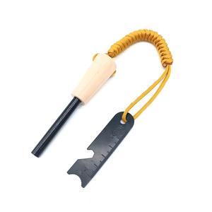 Equipo de supervivencia Mango de madera Ferro Rod Bushcraft Camping <span class=keywords><strong>Cuerda</strong></span> trenzada Arrancador de fuego para senderismo <span class=keywords><strong>Escalada</strong></span> - Product Image 3