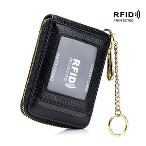 Porte-cartes multifonctionnel en cuir véritable RFID exquis porte-clés pour hommes femmes pour cartes bancaires et d'organes pour le commerce extérieur - Product Image 2
