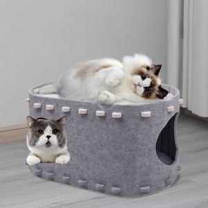 2 Verdiepingen Tellend Vilten Kattengrotbed Voor Meerdere Grote Katten Klauwbaar Krasbestendig Kiekeboe Kattenhuis En Appartementen - Product Image 1