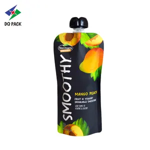 DQ PACK Emballage de smoothies en feuille d'aluminium au fini mat imprimé personnalisé pour boisson et jus de fruit Pochette debout
