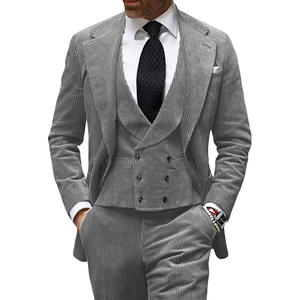 Costume 3 pièces en <span class=keywords><strong>velours</strong></span> camel pour <span class=keywords><strong>homme</strong></span> – <span class=keywords><strong>Blazer</strong></span>, gilet et pantalon en <span class=keywords><strong>velours</strong></span> côtelé – Idéal pour événements professionnels, mariages, banquets, soirées – Smoking personnalisé - Product Image 5