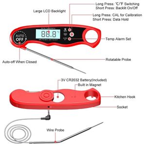 Thermomètres à viande à lecture instantanée avec fonction d'alarme, thermomètres alimentaires numériques - Product Image 2