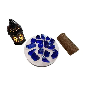 2024 Hot Sale 12-20mm Dark Blue Large Green Large Landscaping Glass Rocks Garden Glass For Fire Glass