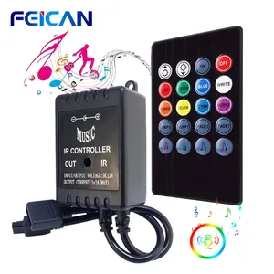 Control RGB DC 12-24V 20 teclas Música Control de sensor de voz Sonido Control remoto de luz LED