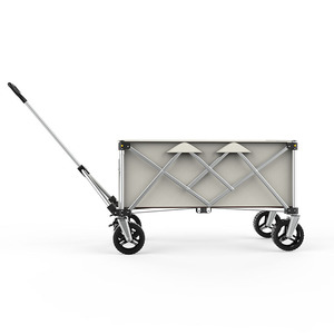 Portable Camping <b>Cart</b> 600D Oxford Cloth Four-Wheel <b>Foldable</b> Storage Outdoor Travel Trailer Picnic Trolley Silver 150kg Capacity - Product Image 3