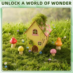 Casa de Hadas de Madera sin Pintar al por Mayor, Mini Cabaña de Elfo <span class=keywords><strong>en</strong></span> Blanco, Juguete de Madera Natural para Ensamblar, Manualidades de Pintura a Mano para Niños - Product Image 6