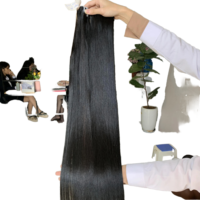 Extensions de Cheveux Humains Lisses et Soyeux, Brésiliens, Remy, Non Traités, 100% Naturels, Noirs, pour Femmes