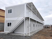 Maison préfabriquée modulaire à deux étages en panneaux d'acier à assemblage rapide, avec escalier, fenêtre grillée, 20 pieds, garantie 5 ans