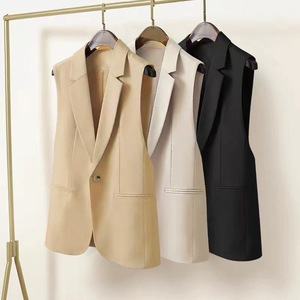 2025 gilet da donna di fascia alta primavera <span class=keywords><strong>e</strong></span> autunno <span class=keywords><strong>giacca</strong></span> Slim Look nero senza maniche con decorazione a bottoni lunga - Product Image 2