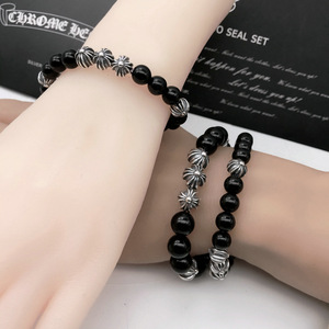 <span class=keywords><strong>Bracciale</strong></span> Unisex di Alta Qualità in <span class=keywords><strong>Ossidiana</strong></span> <span class=keywords><strong>Nera</strong></span> Naturale con Otto Perle d'Argento, Catena a Croce Thailandese Retrò e Trendy per Feste - Product Image 5