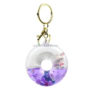 Porte-clés liquide en acrylique en forme de <span class=keywords><strong>donut</strong></span> avec logo personnalisé, porte-clés en vrac rempli d'huile et de sable mouvant - Product Image 4
