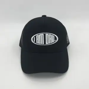 Özel işlemeli Logo örgü arka kap özel nakış logosu erkekler şoför şapkası kap 5 Panel özel etiket pamuklu beyzbol şapkası