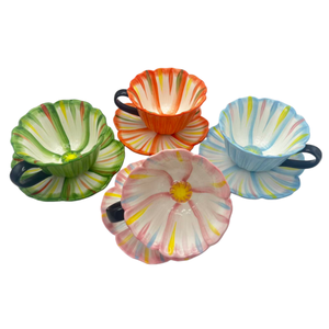 แก้วเซรามิกลายดอกไม้หรูหรา 250 มล. แก้วกาแฟเพ้นท์ลายด้วยมือ สำหรับสาวๆ ดื่มน้ำชายามบ่าย - Product Image 1