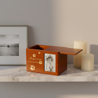 Urna Moderna Personalizada al por Mayor para Perros y Gatos de MDF, Ataúd de Cremación para Mascotas Hecho a Mano con Patrones Artesanales, Suministro Funerario Conmemorativo