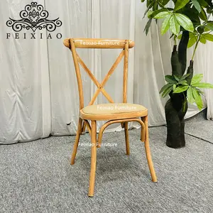 Mobili per eventi di nozze impilabili sedia con schienale incrociato in legno di quercia in acciaio inossidabile