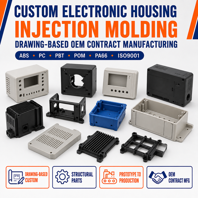 ISO9001 Custom Plastic Injection Molding Service for Electronic Housing Precision Tolerances 0.02mm Class 103 Mold OEM Mass