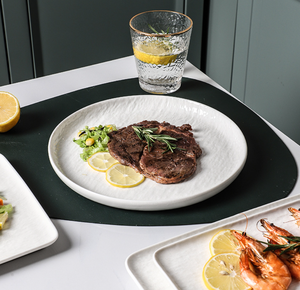 Ensemble de vaisselle écologique en porcelaine blanche pure, bols et assiettes ronds en relief |   Restaurant, hôtel, mariage, vente en gros - Product Image 3