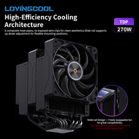 Radiateur de refroidissement CPU puissant LOVINGCOOL 270TDP avec écran large de 3,5 pouces, ventilateur à haut débit avec roulement FDB pour boîtier d'ordinateur