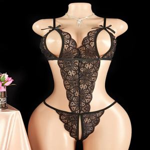 Bodysuit de Lencería Erótica Sexy con Entrepierna Abierta de Tres <span class=keywords><strong>Puntos</strong></span>, Ropa Interior de Encaje y Pecho Abierto para Semiseducción, Dropshipping desde Almacén en EE. UU. - Product Image 4