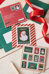 Tarjetas de felicitación navideñas personalizadas con dibujos animados impresos digitalmente para decoración y saludos festivos. - Product Image 6