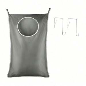 Panier à linge suspendu extra large avec 2 crochets en acier inoxydable, gain de place, à suspendre sur la porte ou au mur - Product Image 1