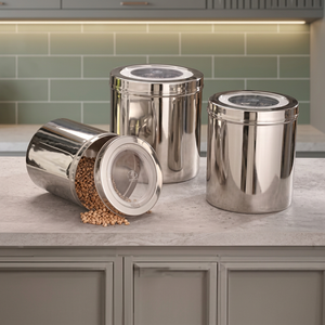 Stainless Steel Food Container Round Airtight <b>Storage</b> <b>Jar</b> Minimalist Design <b>for</b> <b>Kitchen</b> Use - Product Image 3