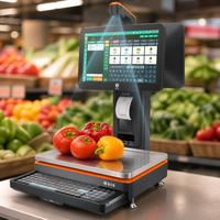 Mesin Kasir POS Timbangan AI Checkout Layar Sentuh Kapasitif 15,6 Inci Timbangan 15kg Printer 58mm Bluetooth/Wi-Fi Windows