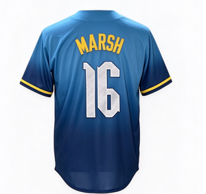Maillot de baseball dégradé bleu pour hommes de Philadelphie SCHWARBER # 12 HARPER # 3 MARSH # 16 BOHM # 28 STOTT # 5 numéros de nom cousus à manches courtes - Product Image 2