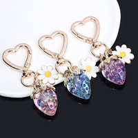 Nouveau style, porte-clés mignon et tendance, fleurs, fraises, cadenas d'amour, pendentif pour sac et voiture