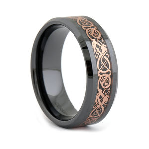 Somen 8mm negro de cerámica Rosa dragón de oro, anillo de los hombres de las mujeres joyería de moda anillo de promesa de compromiso de boda de bandas de tamaño 6-13 - Product Image 4