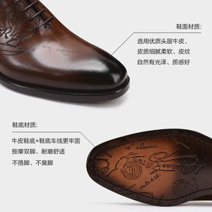 PL-VOGU <span class=keywords><strong>Scarpe</strong></span> da Uomo in Vera Pelle, Punta Affusolata, Traspiranti, con Lacci, Stile Formale Britannico, Casual Business, in Pelle Goffrata da <span class=keywords><strong>Sposo</strong></span> - Product Image 4