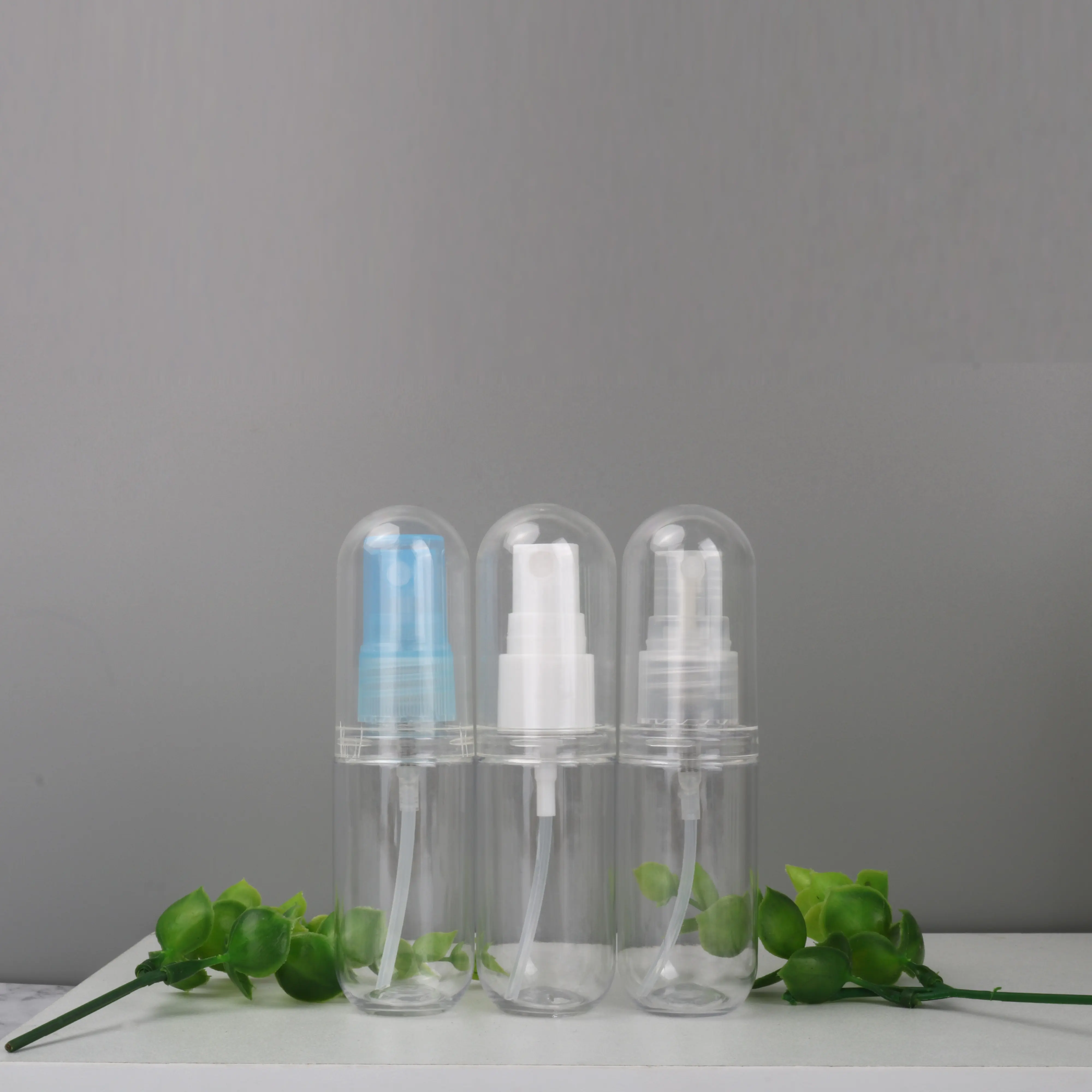 Mini bouteille de pulvérisation, logo imprimé, bleu, blanc, transparent, flacon à pompe, bouteille de parfum, vrac