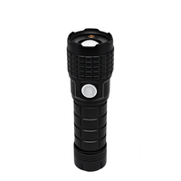 Linterna Táctica Recargable de 550 Lúmenes para Patrulla, Linterna con Láser Rojo, Linterna de Seguridad de Aluminio, Zoom, Luz Estroboscópica de Emergencia, Lámpara de Enfoque