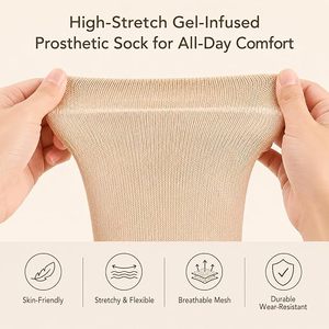 Calcetines <span class=keywords><strong>para</strong></span> Prótesis <span class=keywords><strong>de</strong></span> Tórtula, Transpirables, Lavables, <span class=keywords><strong>de</strong></span> Gel, Algodón y Spandex, <span class=keywords><strong>para</strong></span> Hombres y Mujeres - Product Image 4