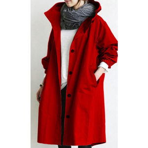 <span class=keywords><strong>Trench</strong></span> Coat Lungo da <span class=keywords><strong>Donna</strong></span> Casual Autunnale con Cappuccio a Maniche Lunghe Tinta Unita, Cardigan Antivento Ampio - Product Image 5