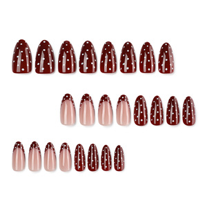 Uñas Postizas de Almendra con Diseño Retro de Puntos Rojos <span class=keywords><strong>y</strong></span> Blancos, Estilo Francés, Brillantes, Reutilizables, para <span class=keywords><strong>Manicura</strong></span> Femenina - Product Image 2