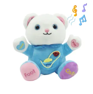 Logotipo personalizado suave bebé hablando cosas juguetes animales salvajes conjunto peluche grabadora de voz BATA oso juguete de peluche electrónico