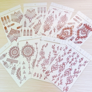 Marrone henna tatuaggio adesivi trasferimento acqua stencil indiano henné adesivo tatuaggio - Product Image 6